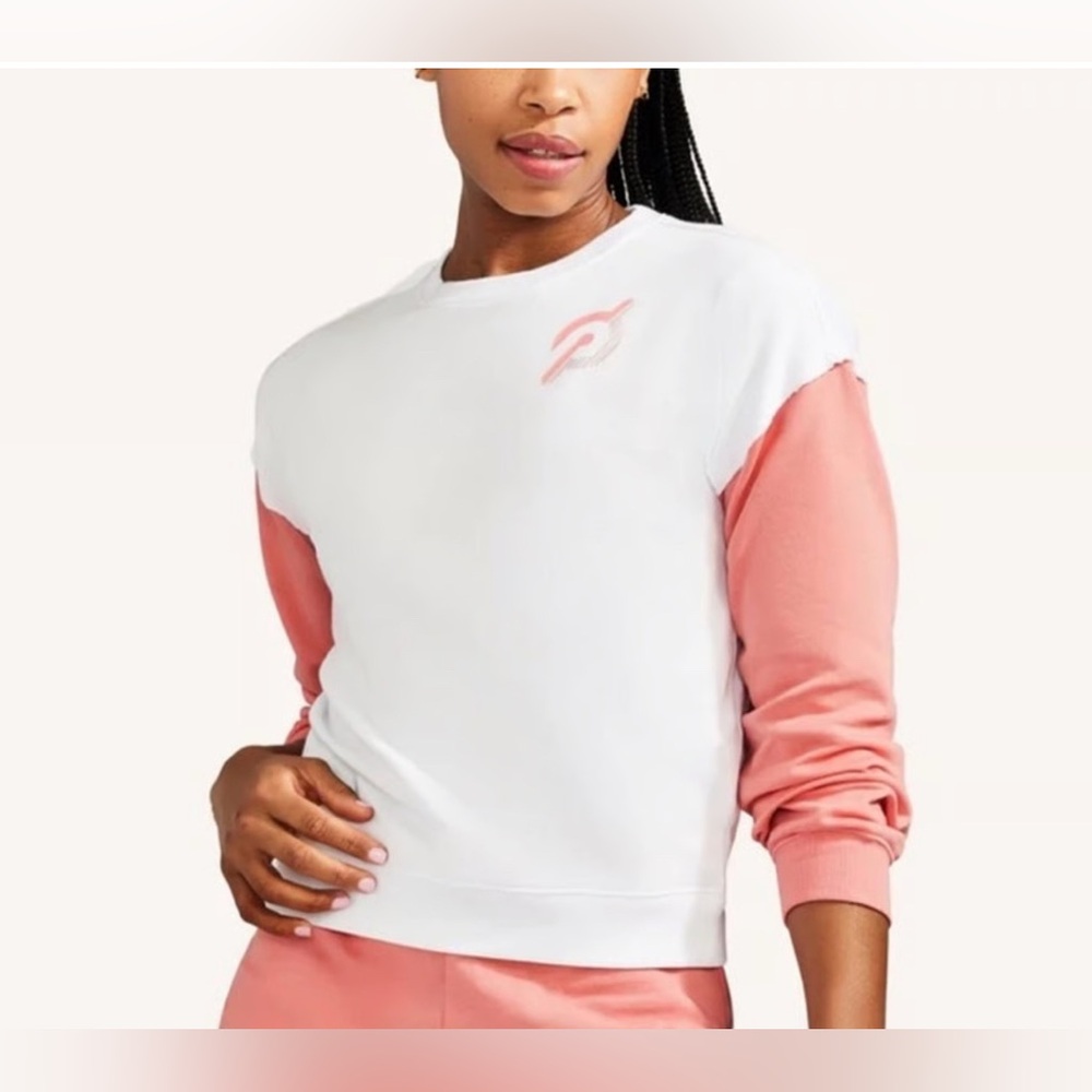 NWT Peloton White and Coral Sweatshirt size M Top only